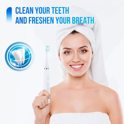Ultrasonic Tooth Cleaner Adjustable 5-Level Power 3 Interchangeable Heads