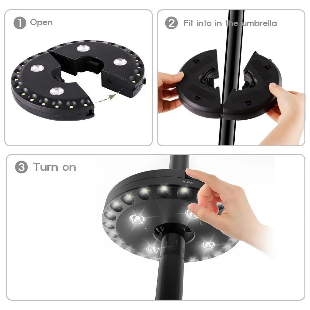 Umbrella Light Clip-On 3-Level LED 100 Lumens