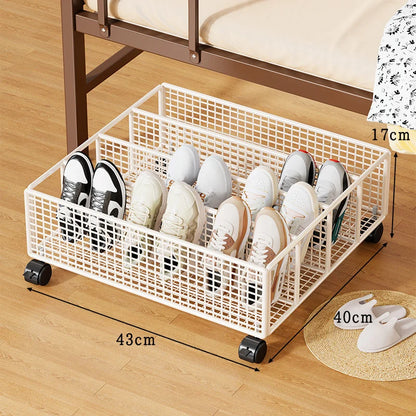 Under-Bed Shoe Organizer Ventilated Metal Mesh Divided Slots