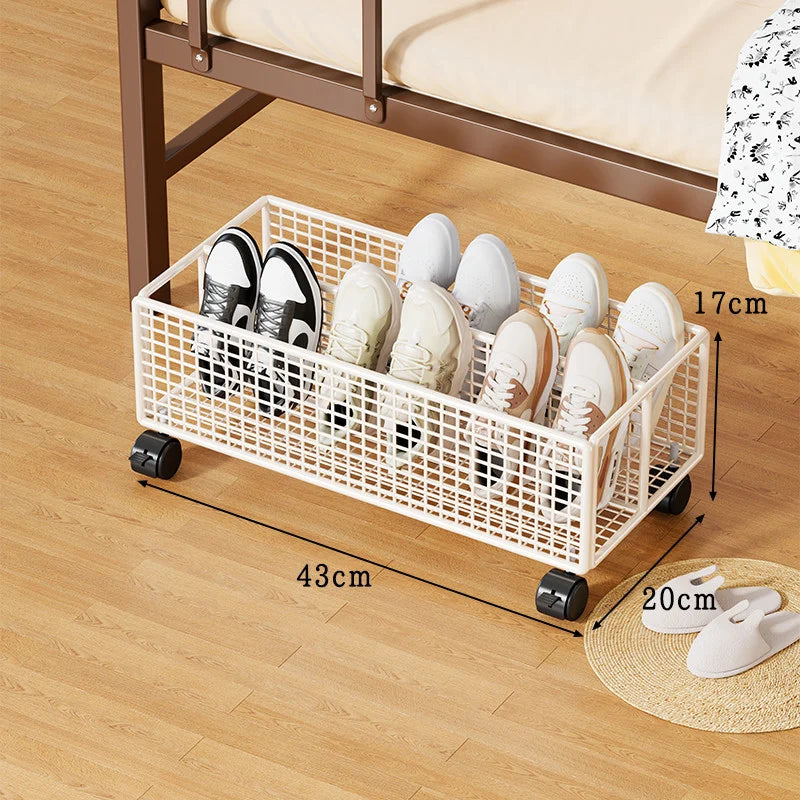 Under-Bed Shoe Organizer Ventilated Metal Mesh Divided Slots