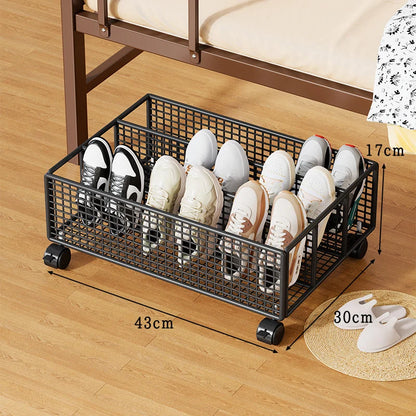 Under-Bed Shoe Organizer Ventilated Metal Mesh Divided Slots
