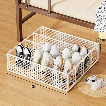 Under-Bed Shoe Organizer Ventilated Metal Mesh Divided Slots