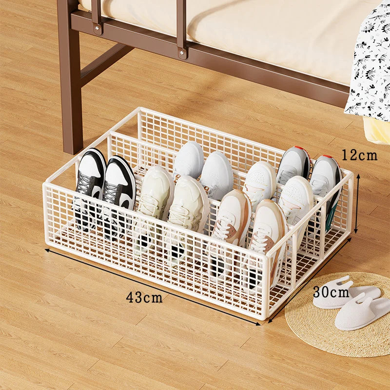 Under-Bed Shoe Organizer Ventilated Metal Mesh Divided Slots