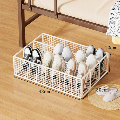 Under-Bed Shoe Organizer Ventilated Metal Mesh Divided Slots
