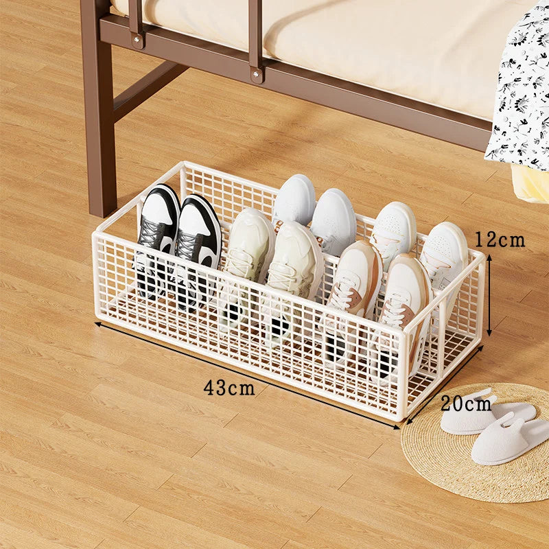 Under-Bed Shoe Organizer Ventilated Metal Mesh Divided Slots