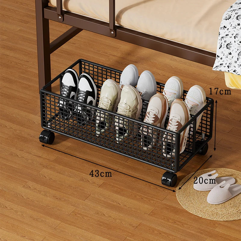 Under-Bed Shoe Organizer Ventilated Metal Mesh Divided Slots