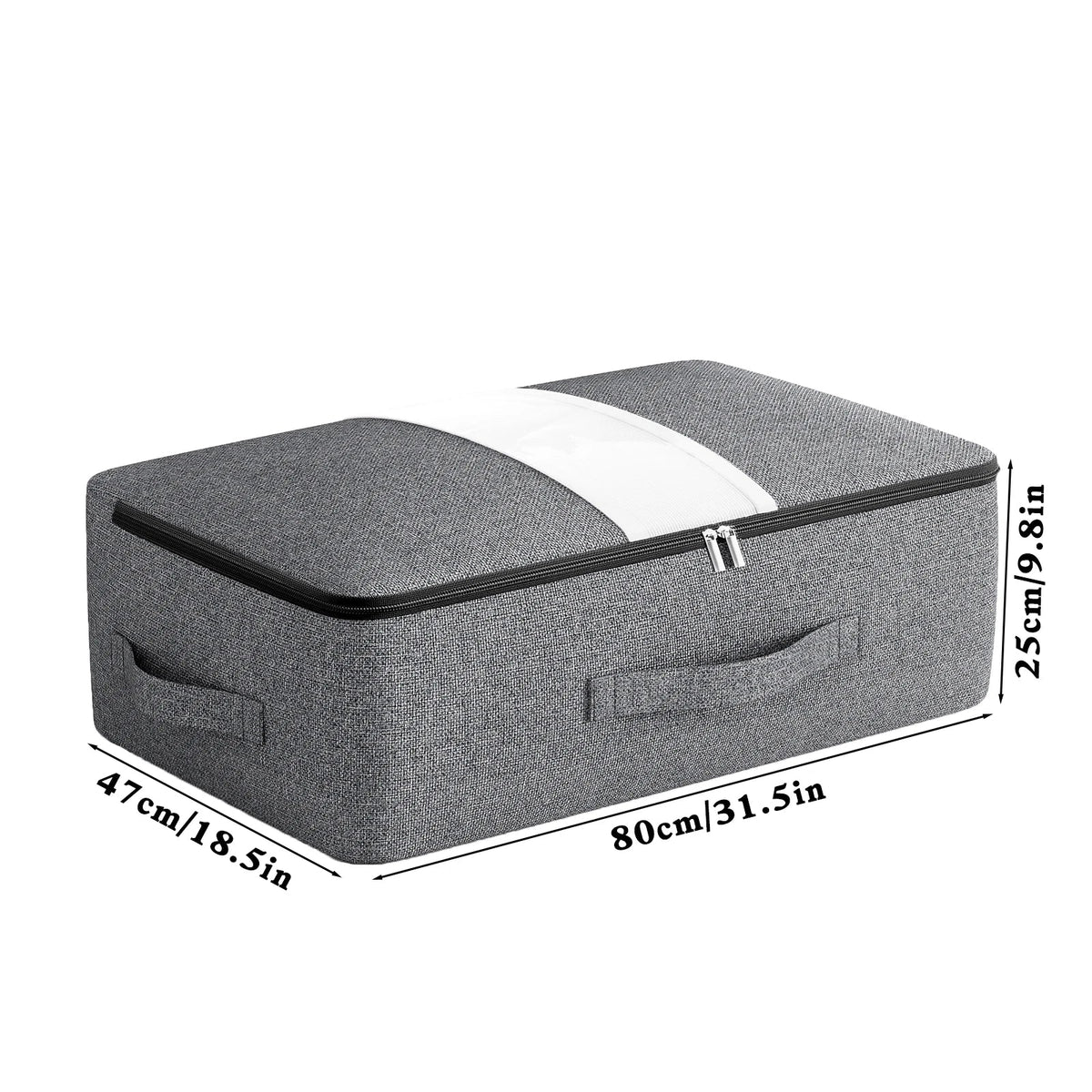 Under-Bed Storage Bag Clear Window Metal Zipper