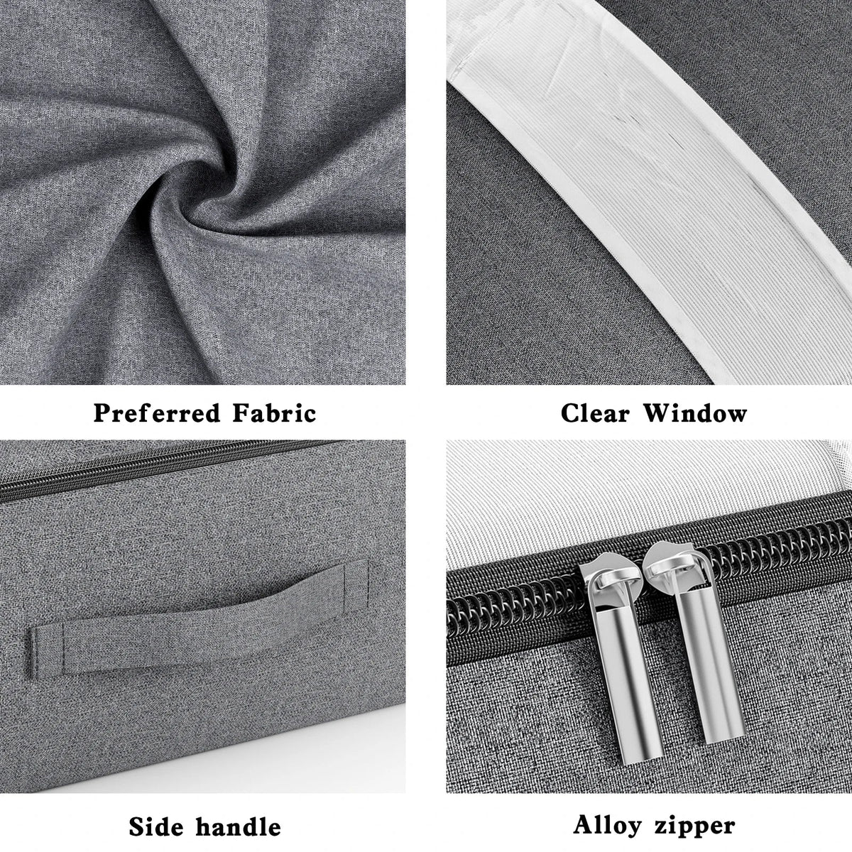 Under-Bed Storage Bag Clear Window Metal Zipper