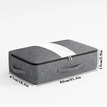 Under-Bed Storage Bag Clear Window Metal Zipper