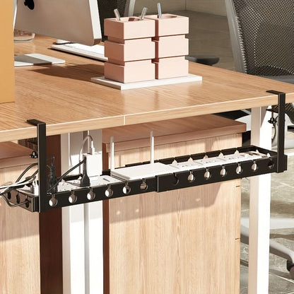 Under-Desk Cable Organizer Adjustable Strap & Secure Clips