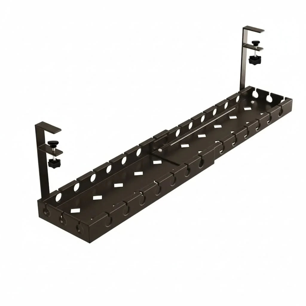 Under-Desk Cable Organizer Adjustable Strap & Secure Clips