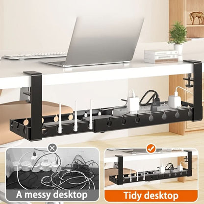 Under-Desk Cable Organizer Adjustable Strap & Secure Clips