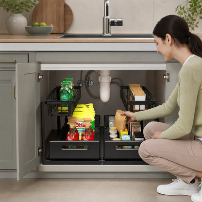 Under-Sink Storage Organizer 2-Tier Pull-Out Design