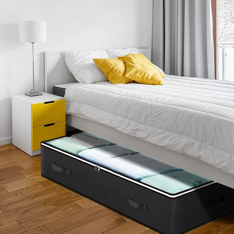 Underbed Storage Bags Set of 2 Foldable Transparent Lid