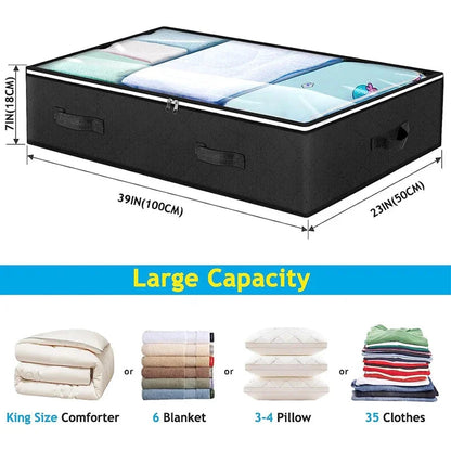 Underbed Storage Bags Set of 2 Foldable Transparent Lid