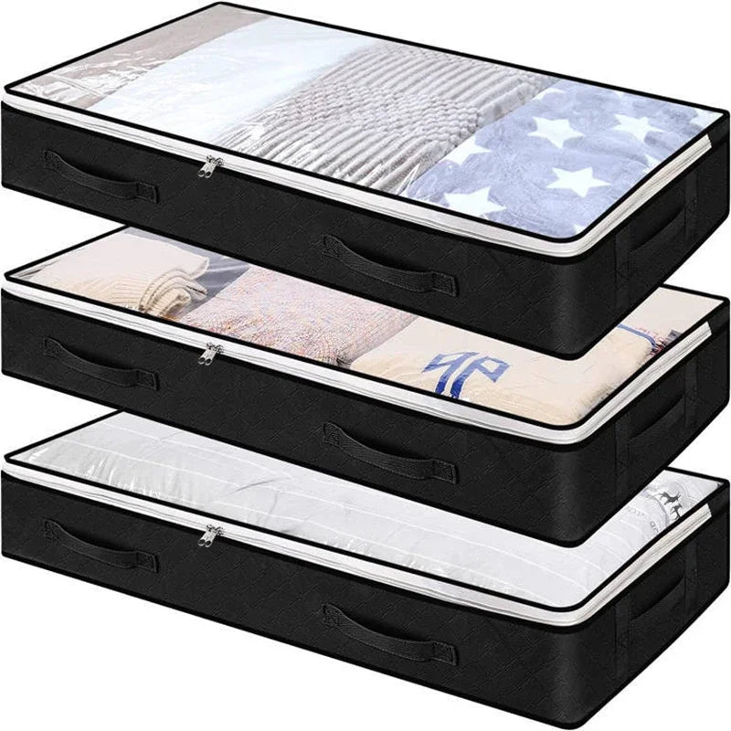Underbed Storage Bags Set of 2 Foldable Transparent Lid