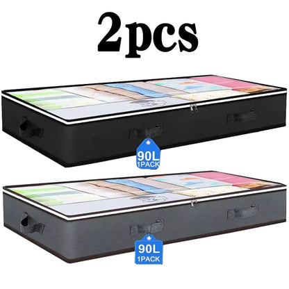 Underbed Storage Bags Set of 2 Foldable Transparent Lid