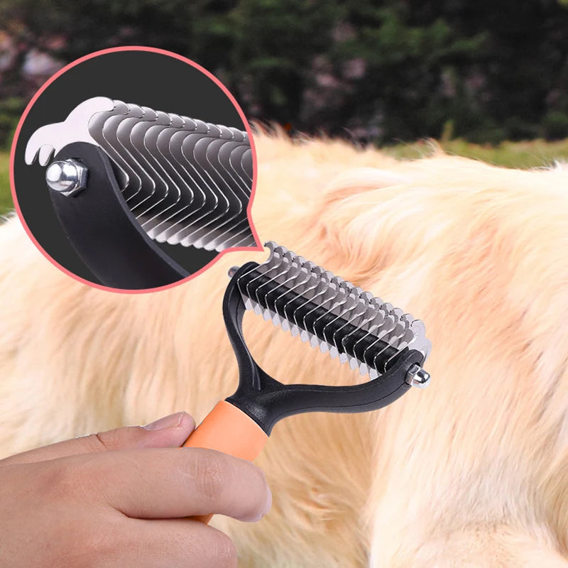 Undercoat Brush Double-Sided Metal Teeth & Non-Slip Handle