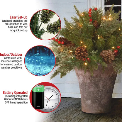 Urn Filler Evergreen Warm White LEDs With Timer