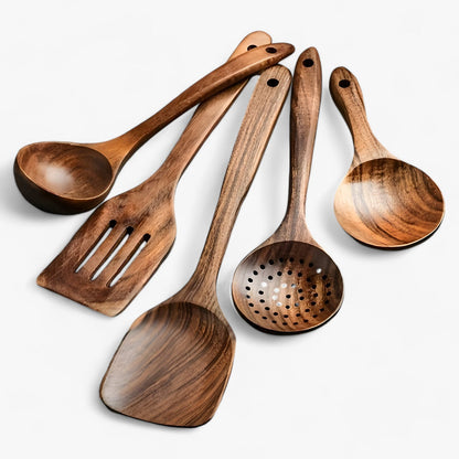Utensil Set 11-Piece Food-Safe Hardwood With Whisk