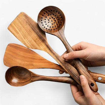 Utensil Set 11-Piece Food-Safe Hardwood With Whisk