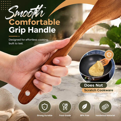 Utensil Set Natural Wood & Nonstick-Safe Set of 7