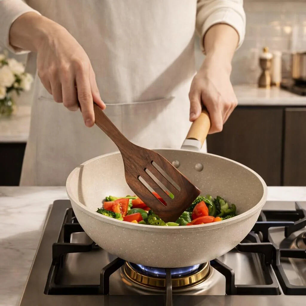 Utensil Set Natural Wood & Nonstick-Safe Set of 7