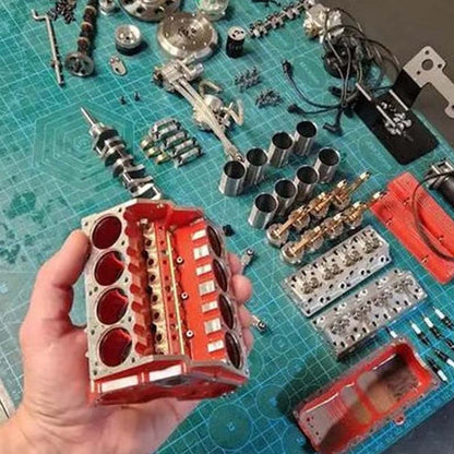 V8 Engine Model Kit Gasoline-Powered CNC-Machined Metal