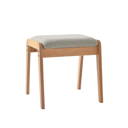 Vanity Stool Solid Wood Frame Linen Upholstered Seat