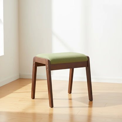 Vanity Stool Solid Wood Frame Linen Upholstered Seat