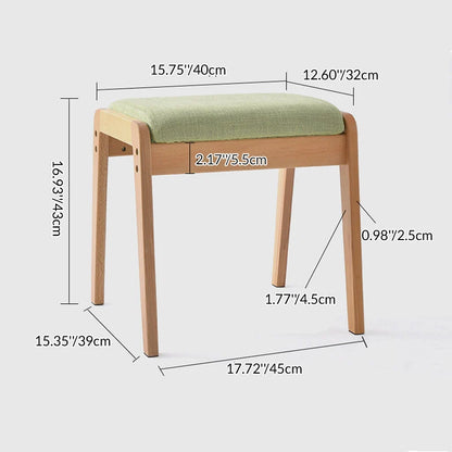 Vanity Stool Solid Wood Frame Linen Upholstered Seat