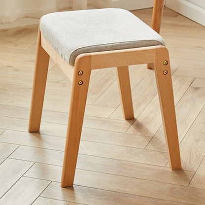 Vanity Stool Solid Wood Frame Linen Upholstered Seat
