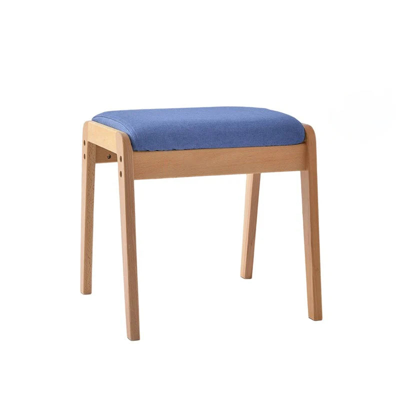 Vanity Stool Solid Wood Frame Linen Upholstered Seat