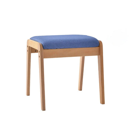 Vanity Stool Solid Wood Frame Linen Upholstered Seat