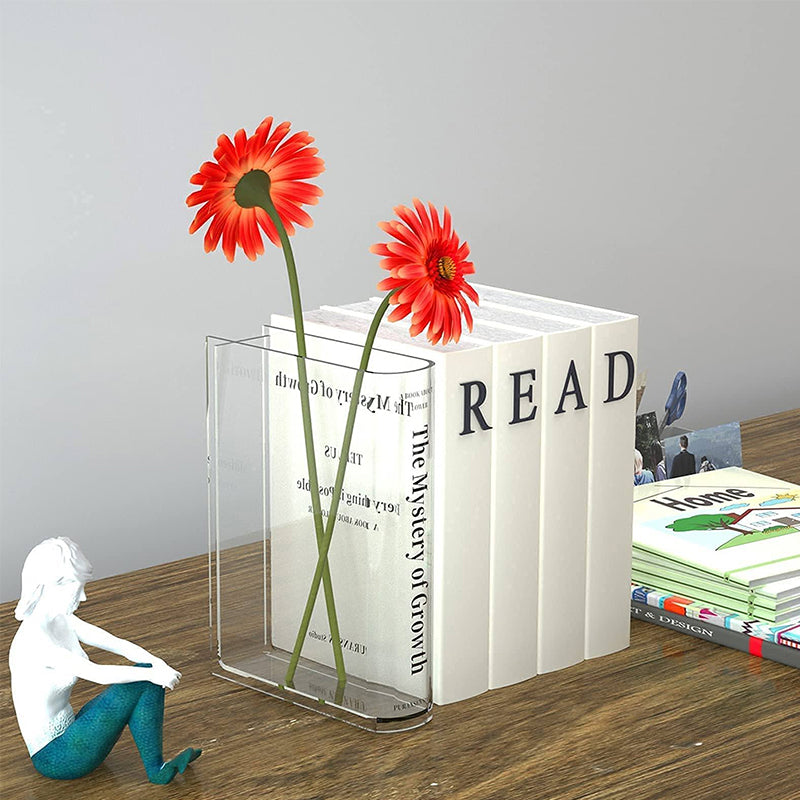 Vase Book-Shaped Clear & Shatterproof Acrylic
