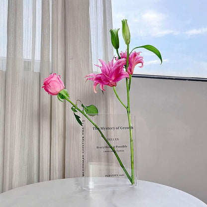 Vase Book-Shaped Clear & Shatterproof Acrylic