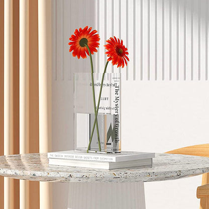Vase Book-Shaped Clear & Shatterproof Acrylic
