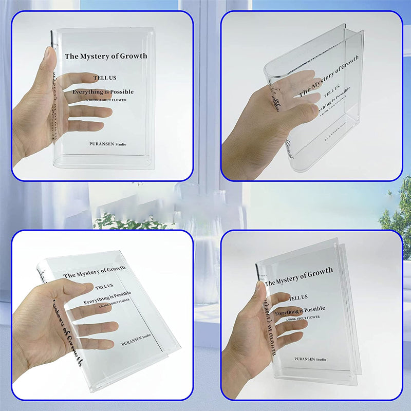Vase Book-Shaped Clear & Shatterproof Acrylic