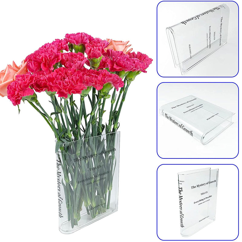 Vase Book-Shaped Clear & Shatterproof Acrylic