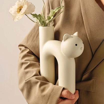 Vase Cat-Shaped Porcelain Compact