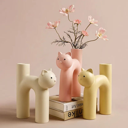 Vase Cat-Shaped Porcelain Compact