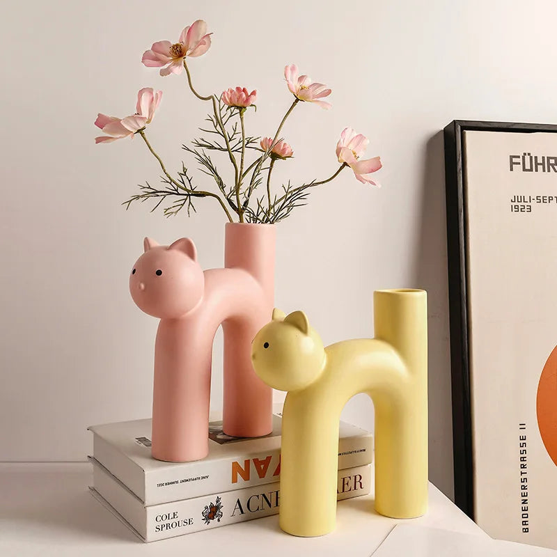 Vase Cat-Shaped Porcelain Compact