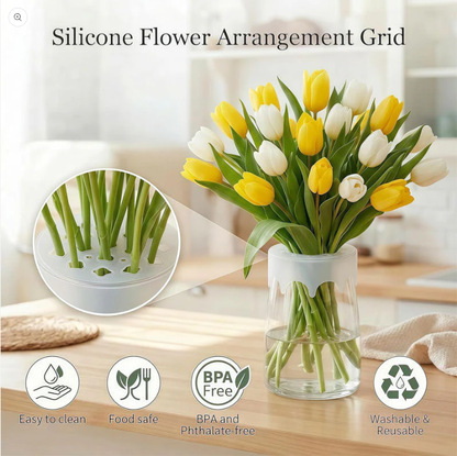 Vase Flower Grid Silicone Expandable Secure Stem Hold
