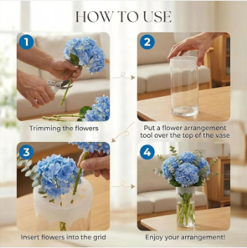 Vase Flower Grid Silicone Expandable Secure Stem Hold