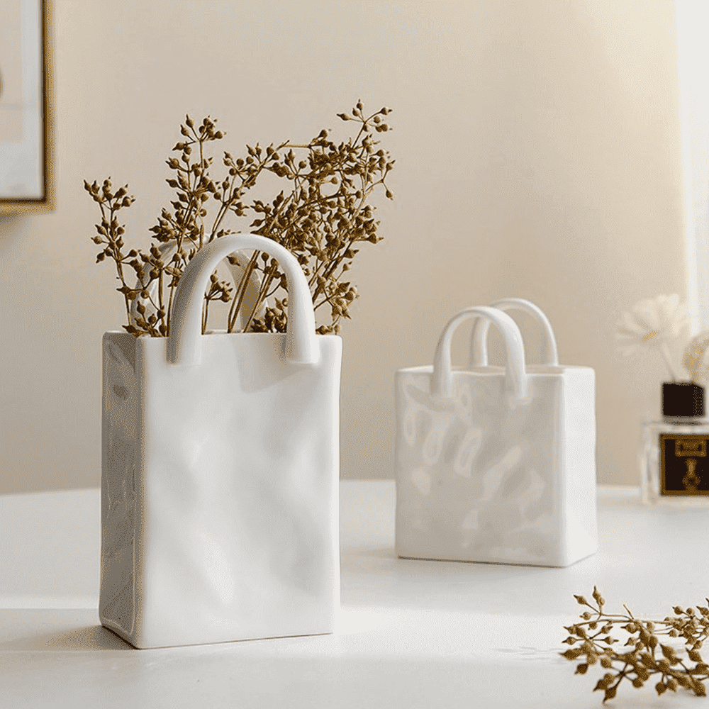 Vase Handbag-Shaped Porcelain Tabletop