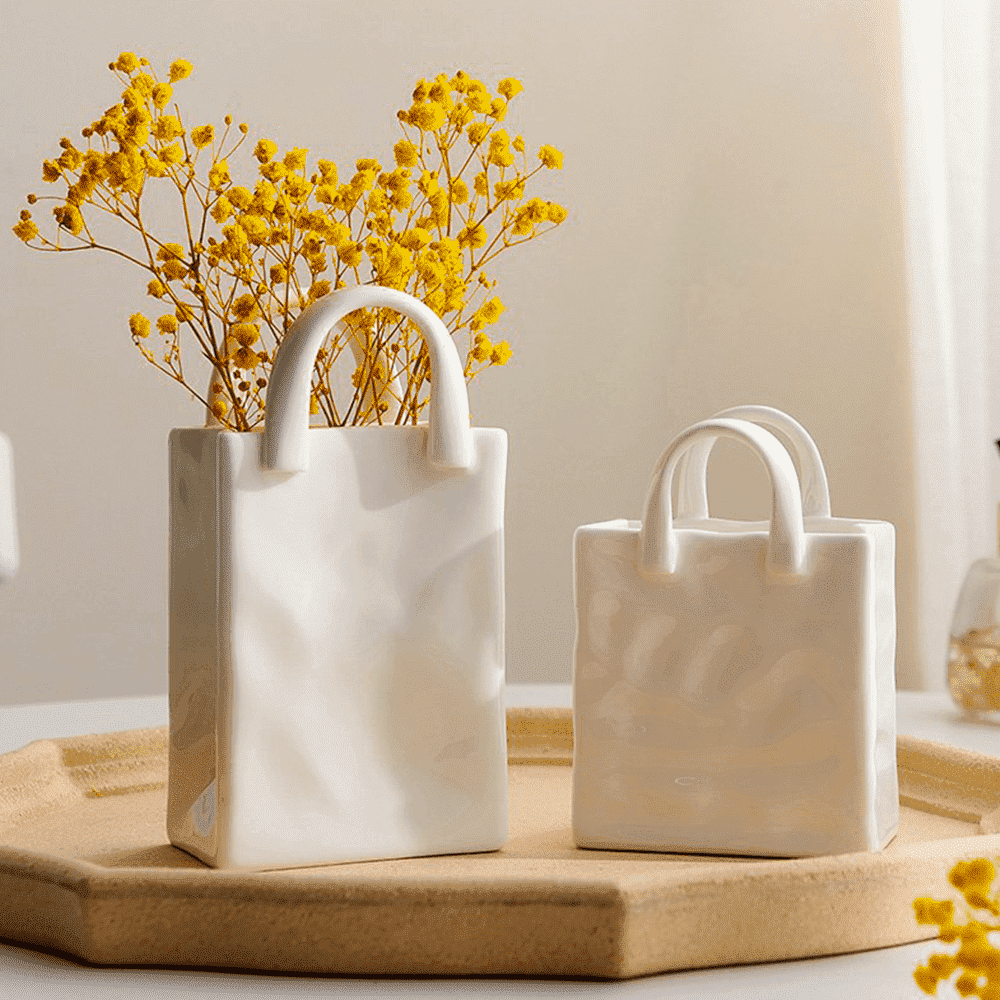 Vase Handbag-Shaped Porcelain Tabletop