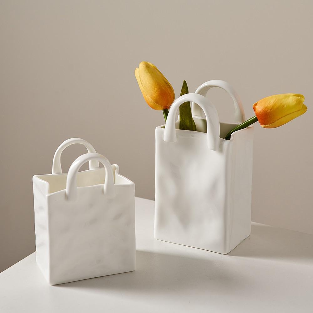 Vase Handbag-Shaped Porcelain Tabletop