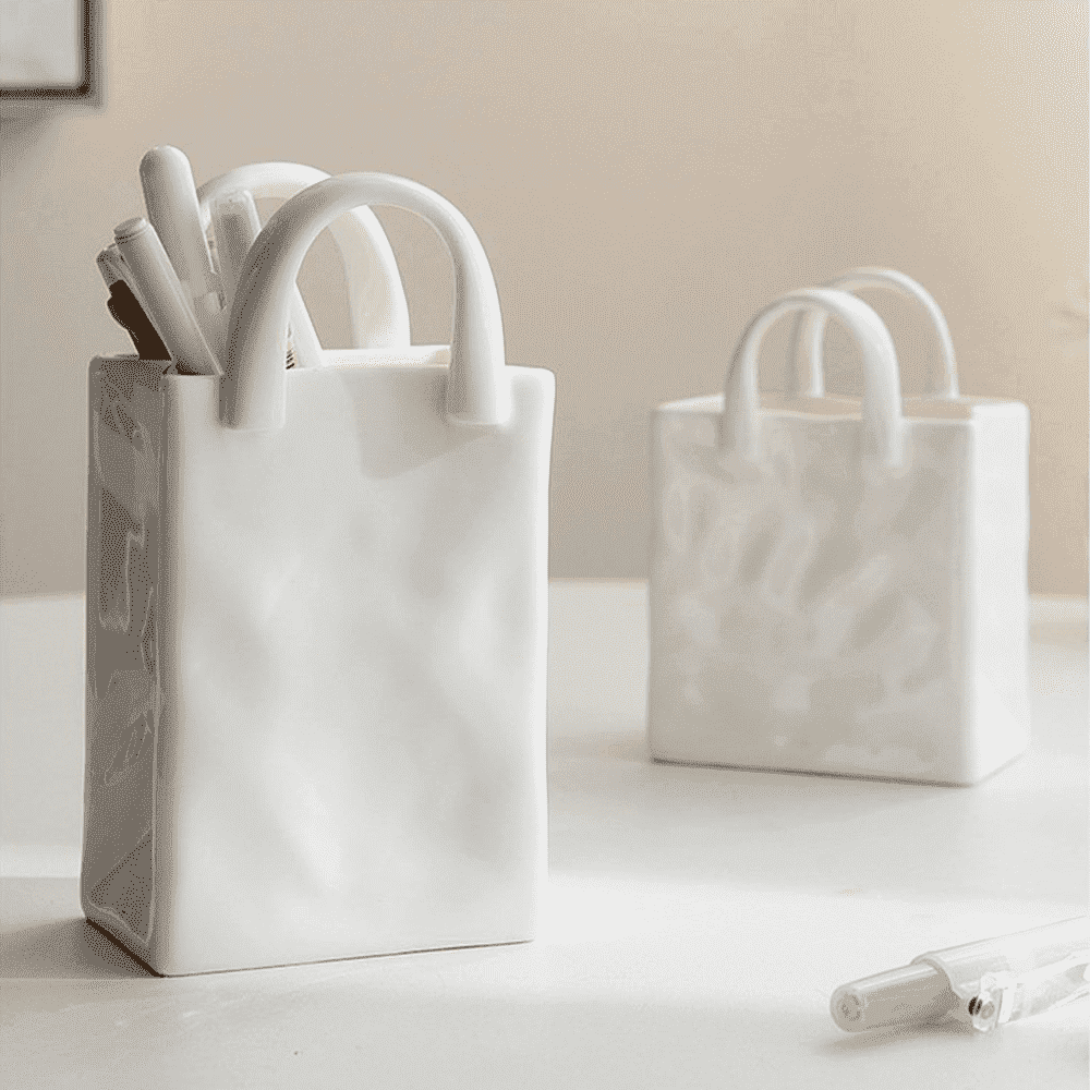 Vase Handbag-Shaped Porcelain Tabletop