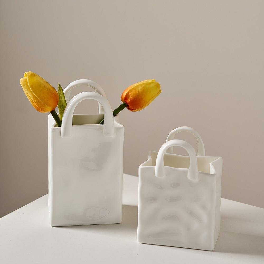 Vase Handbag-Shaped Porcelain Tabletop