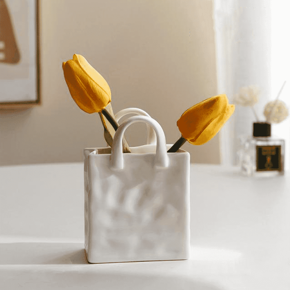 Vase Handbag-Shaped Porcelain Tabletop